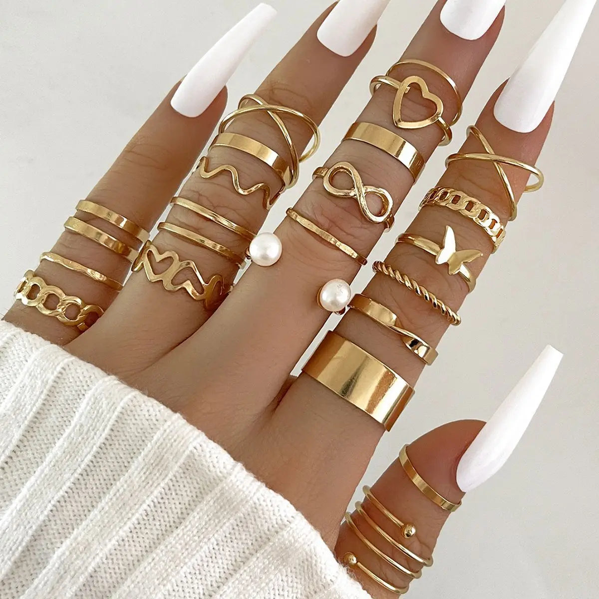 Wave Joint Rings Set (Women) -