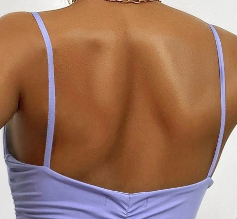 Summer sexy V-neck backless camisole skirt hot selling women's pleated buttocks wrapped dress -