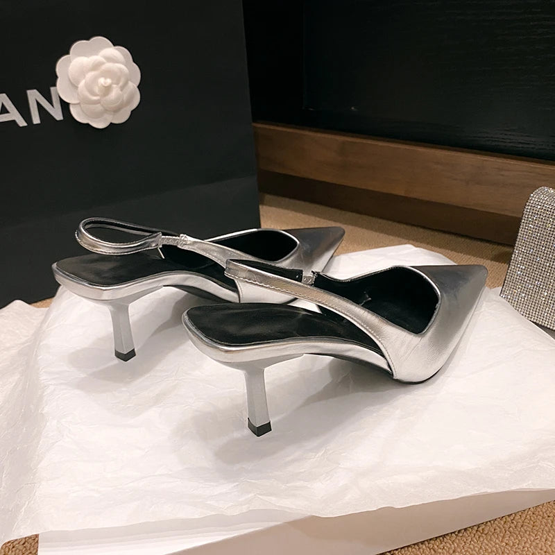 Shoes for Women 2024 Fashion Slip-on Women's High Heels Summer Solid Office and Career Sexy Pointed Toe Heeled Sandals Women -