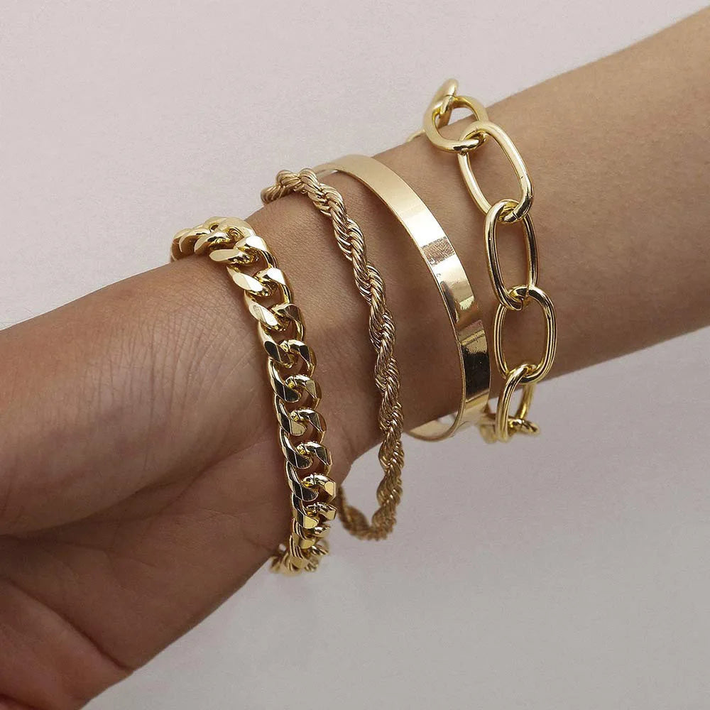 4pcs Cuban Chain Bracelets -