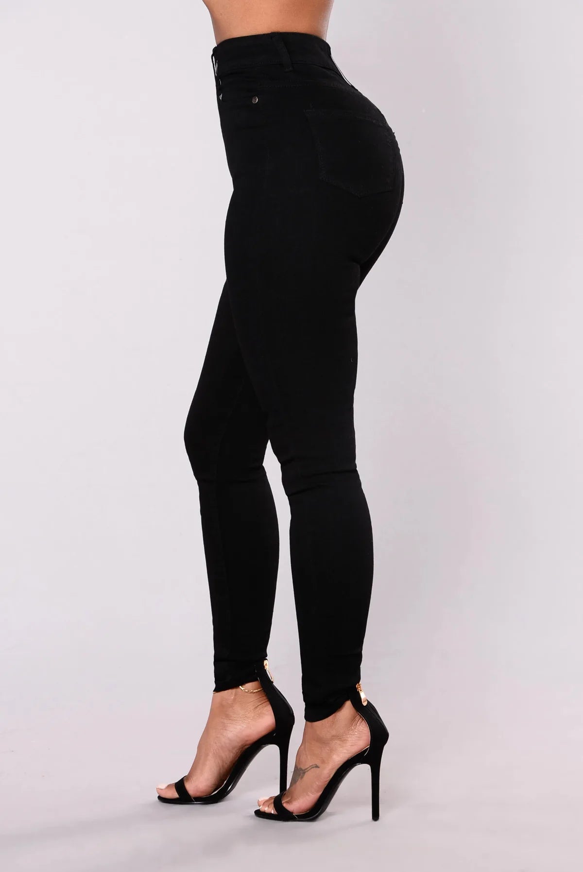 Women High Waist Stretch Hip Lift Denim Skinny Pants Jeans Full Length Sexy Slim Bleachded Solid Color Pants -