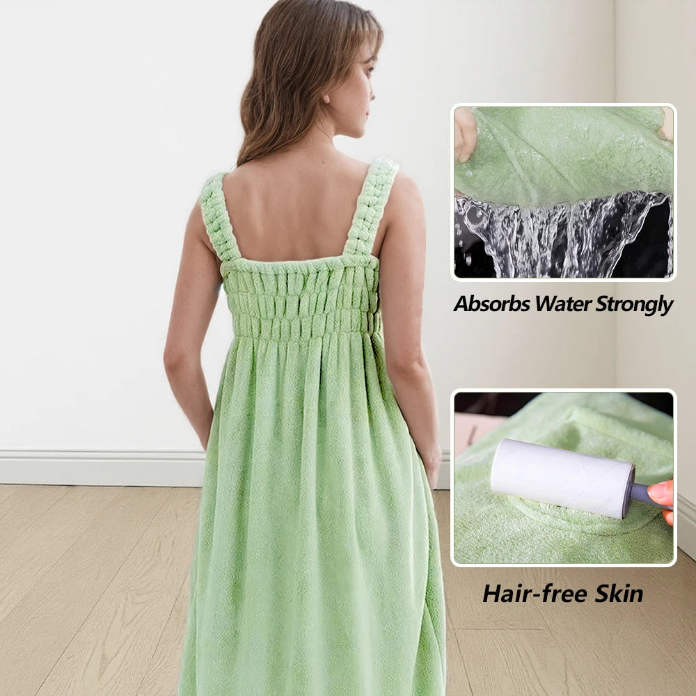 Women Wearable Bath Towel Wearable Towels Coral Fleece Women's Bath Skirt Absorbent Bath Skirt Shower Sauna Wear Towel -