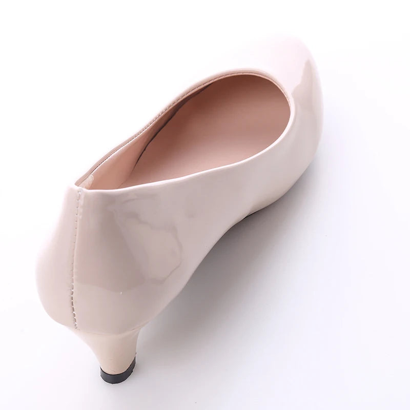 New Women's Shoes On Heels Elegant Medium High Heeled Ladies Pointed Toe Fashion Pumps For Woman Office Black White Red -
