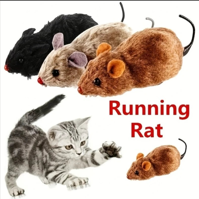 1Pc Funny Lifelike Plush Mouse Running Rat Toy for Cats & Dogs -