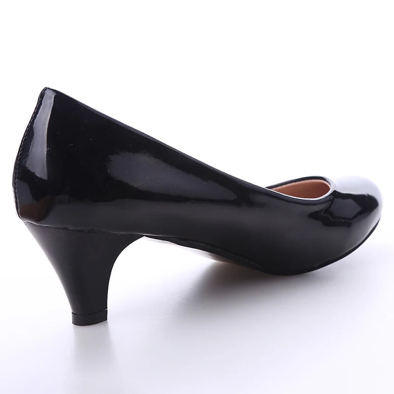 New Women's Shoes On Heels Elegant Medium High Heeled Ladies Pointed Toe Fashion Pumps For Woman Office Black White Red -