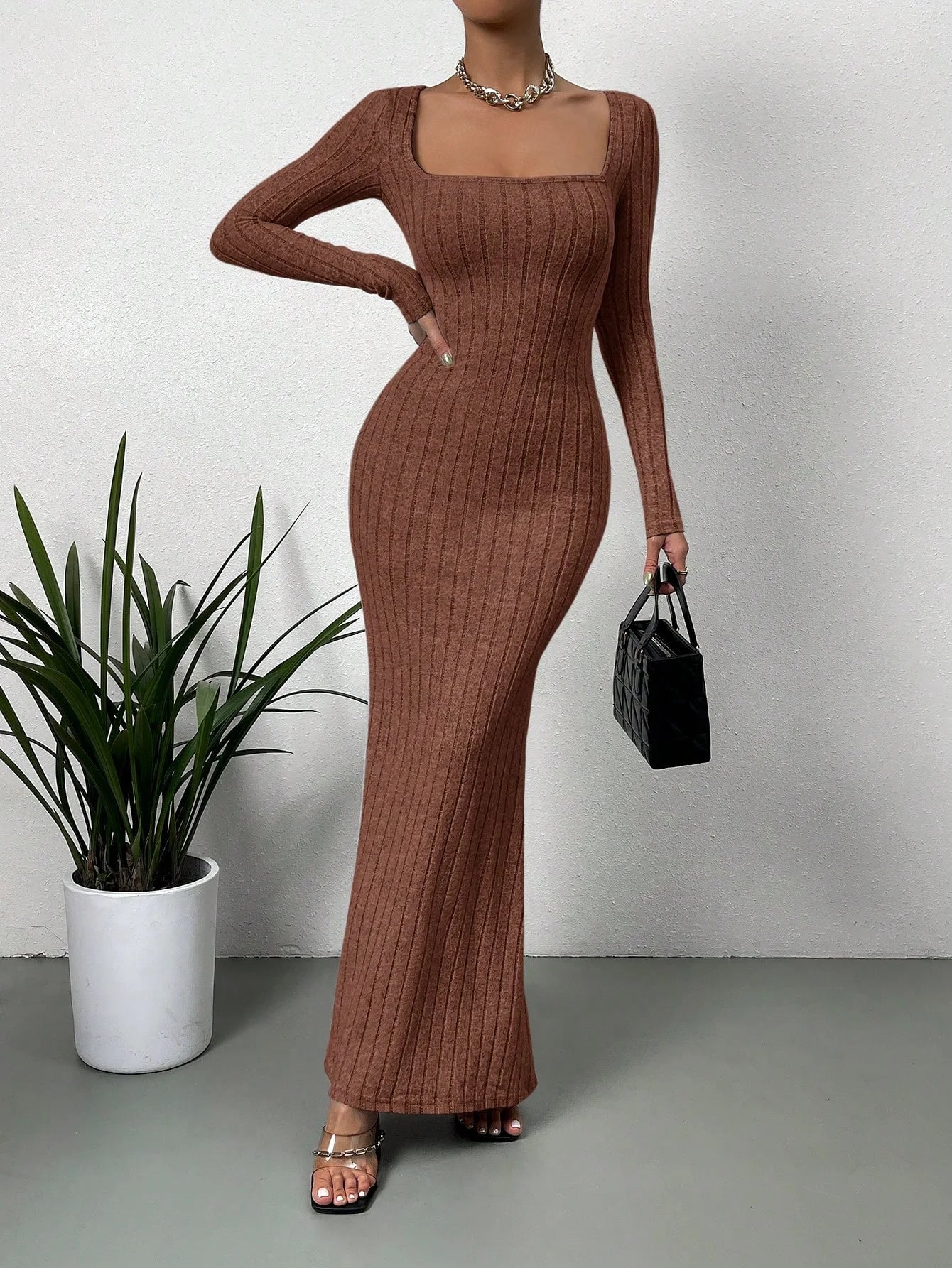 Women's Mid-Length Knitted Dress -