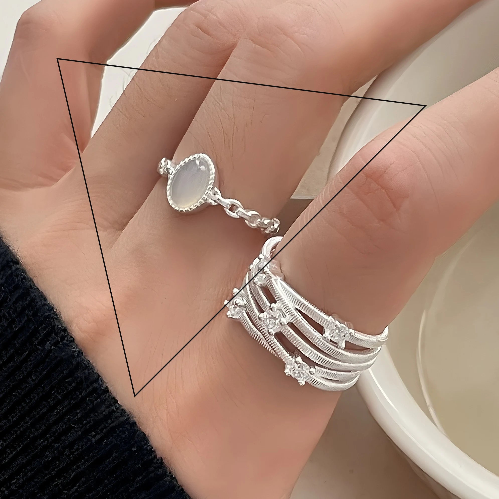 Sterling Silver Hollow Out Rings -
