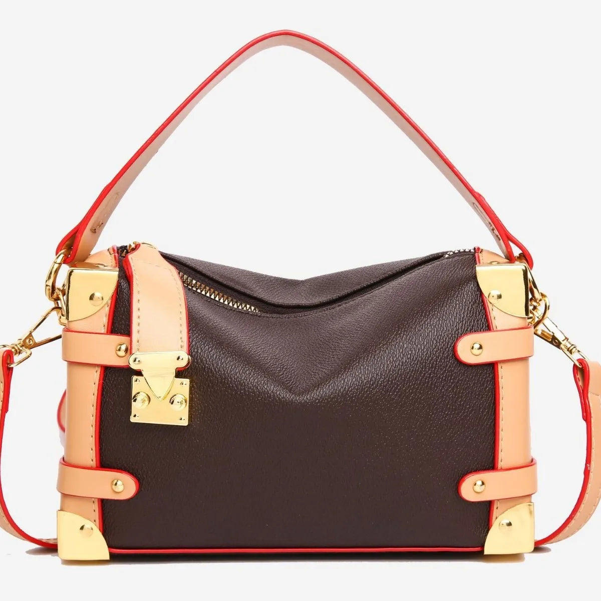 Make a statement with this luxurious and elegant box bag for women. Crafted from high-quality leather, this shoulder handbag features an elegant top-handle design, exuding sophistication and style for a classy finishing touch to your ensemble. -