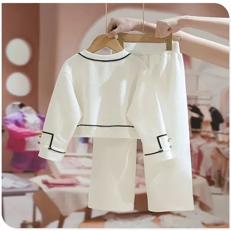 Girls Clothes Sets Spring Autumn Blouses Tops + Pants Outfits For Children Clothes Set Sweet Kids Clothing 4 6 9 T2Pcs -