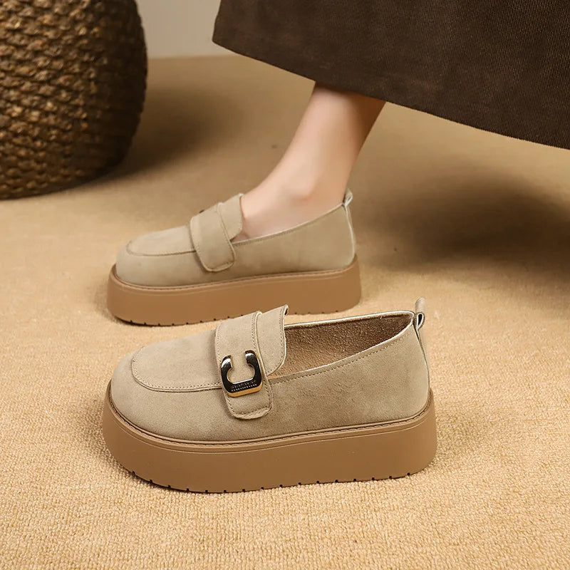 Elevate your style with these platform sole loafers for women. -