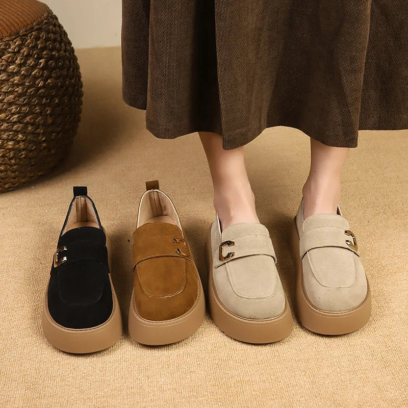 Elevate your style with these platform sole loafers for women. -