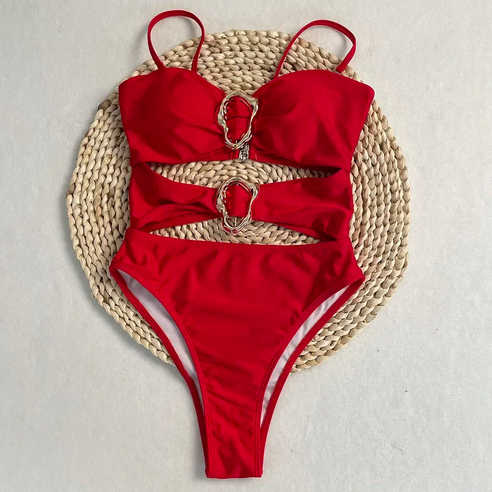 One-Piece Swimwear Summer Bathing Suit Women On Holiday New Swimsuit Bathing Suit Splice Color Beachwear Bikini -