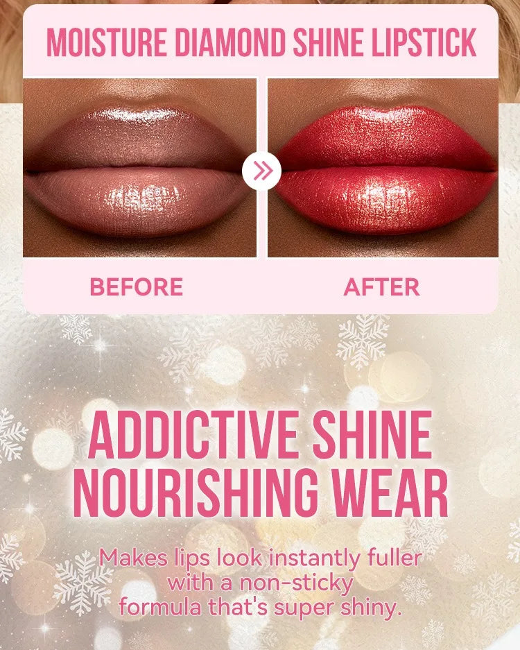 Diamond Metallic Pearlescent Lipstick Shiny Non-stick Cup Matte Velvet Waterproof Lip Stick Sexy Red White Lips Makeup Cosmetics -