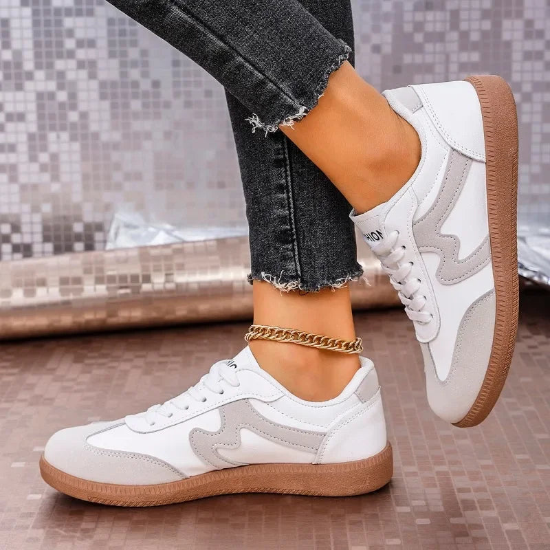 2025 Spring New Lace Up Women's Sports Shoes Plus Size Woman Sneakers Mixed Colors Female Fashion Versatile Flat Casual Sneaker -