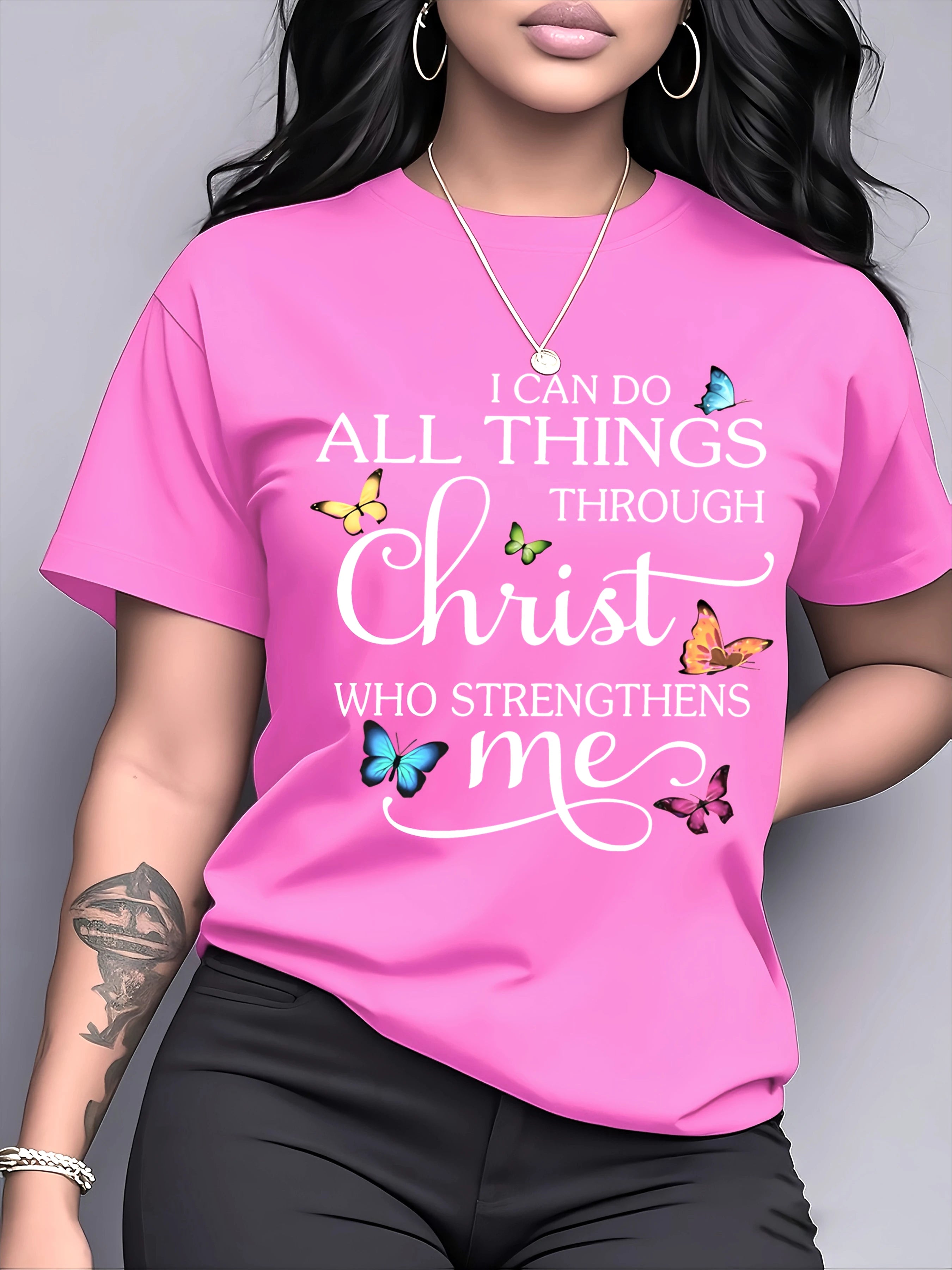 I Can Do All Things Through Christ Print Women's T-Shirt -