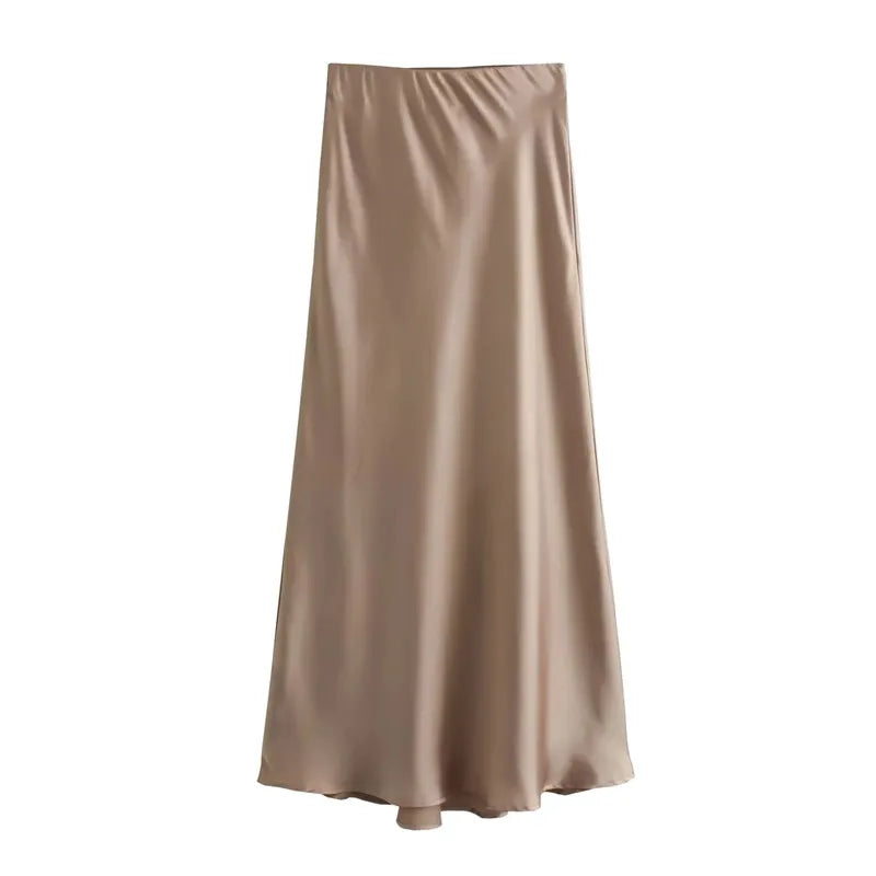Elevate your wardrobe with this high-waisted satin skirt for women—perfect for adding a touch of elegance to any outfit! -