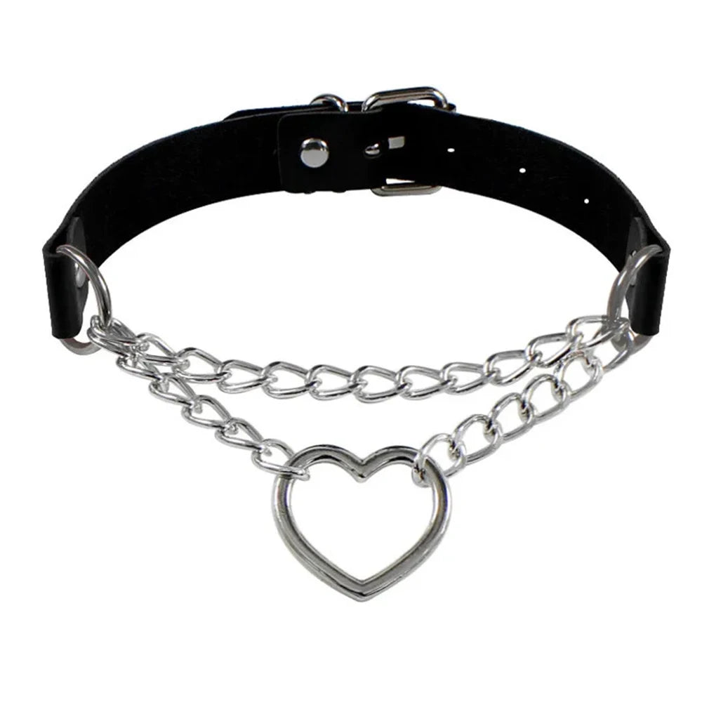 Round Layered Necklace Black Chain for Women and Men -