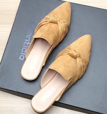 Female Simple Sewing Plain Shoes Outdoor Pointy Toe Slides Camel Blue Soft Sole Wide Fitting 48-33 2022 New Arrivals De Mujer -