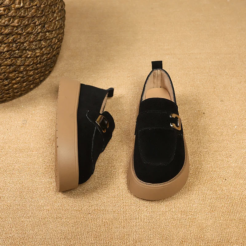 Elevate your style with these platform sole loafers for women. -