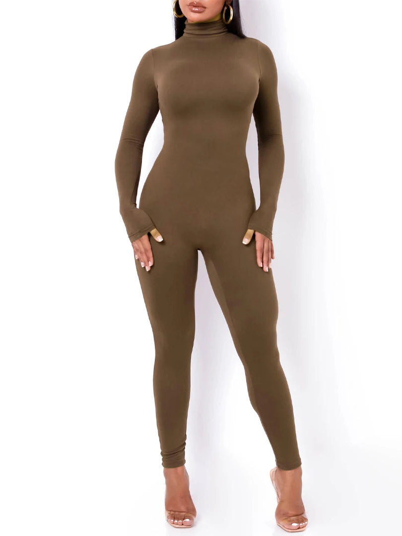 Long Sleeve Turtleneck Jumpsuit -