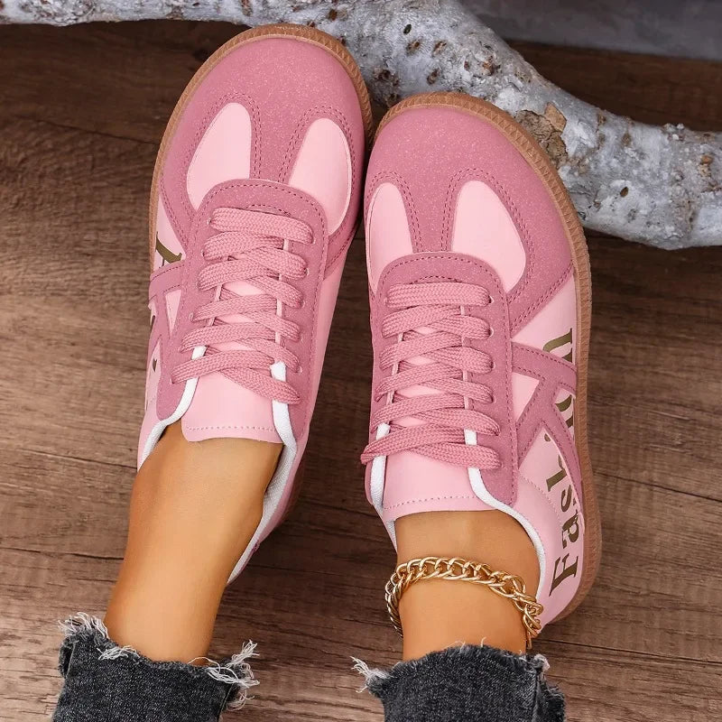 2025 Spring New Lace Up Women's Sports Shoes Plus Size Woman Sneakers Mixed Colors Female Fashion Versatile Flat Casual Sneaker -