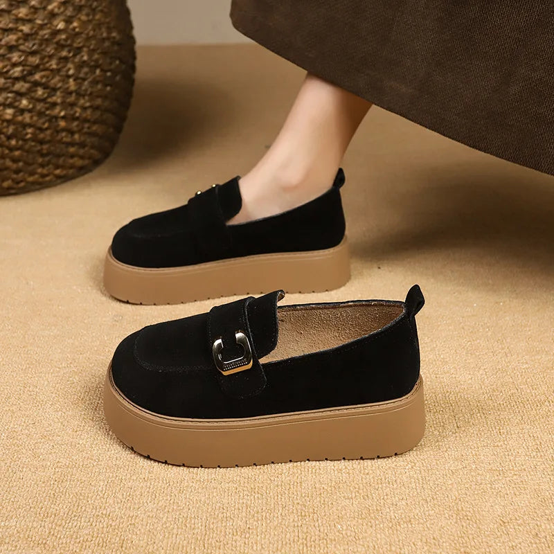 Elevate your style with these platform sole loafers for women. -
