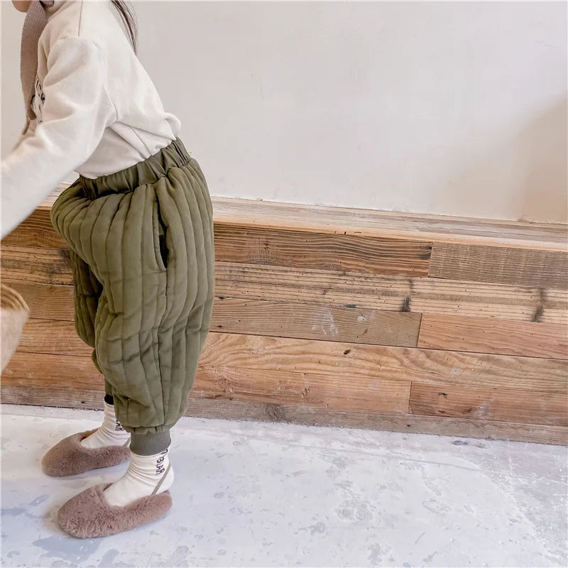 Children's Clothing From 2 To 7 Years Winter Kids Warm Cotton-Padded Trousers Baby Girls Thick Pants Toddler Boys Wear Clothes -