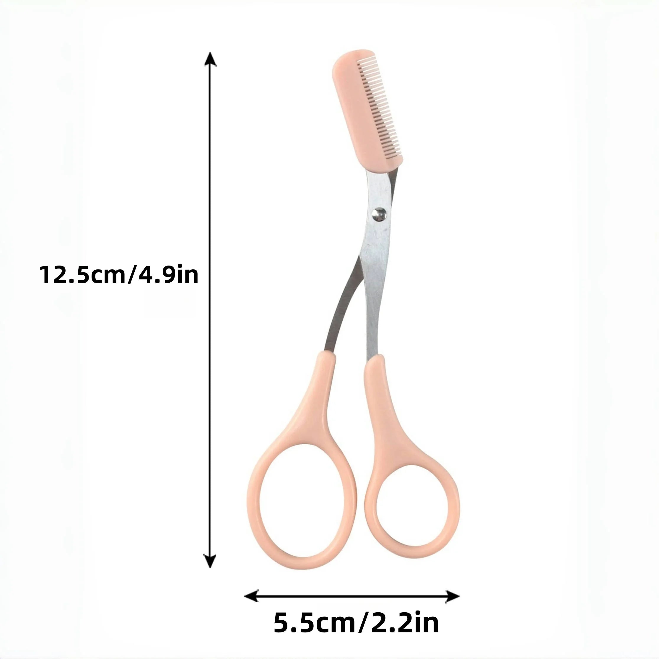 Eyebrow trimming scissors with built-in comb -