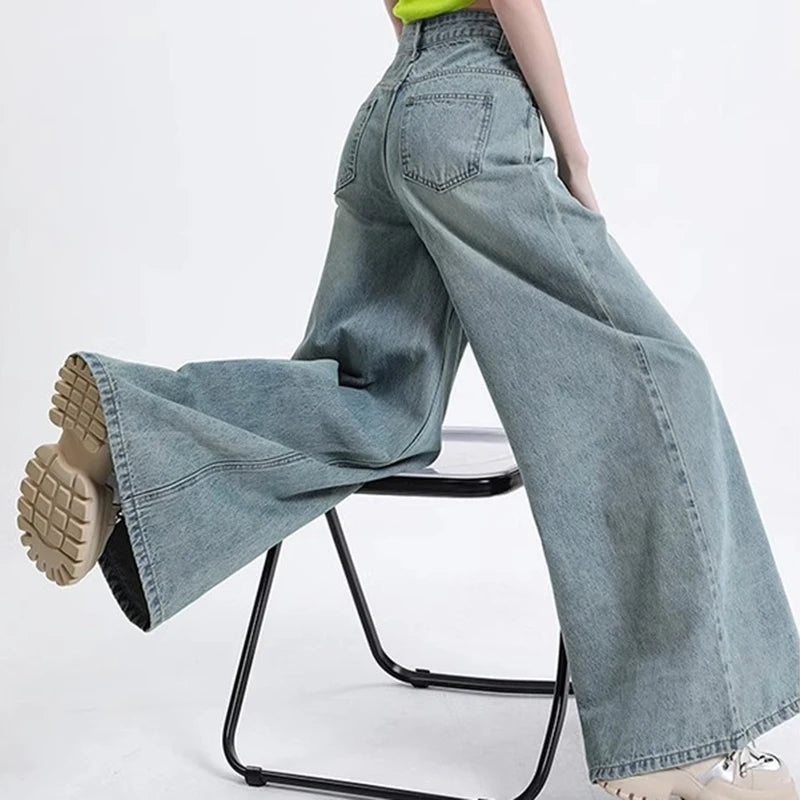 Elevate your style with these chic high-waist wide-leg jeans for women! -