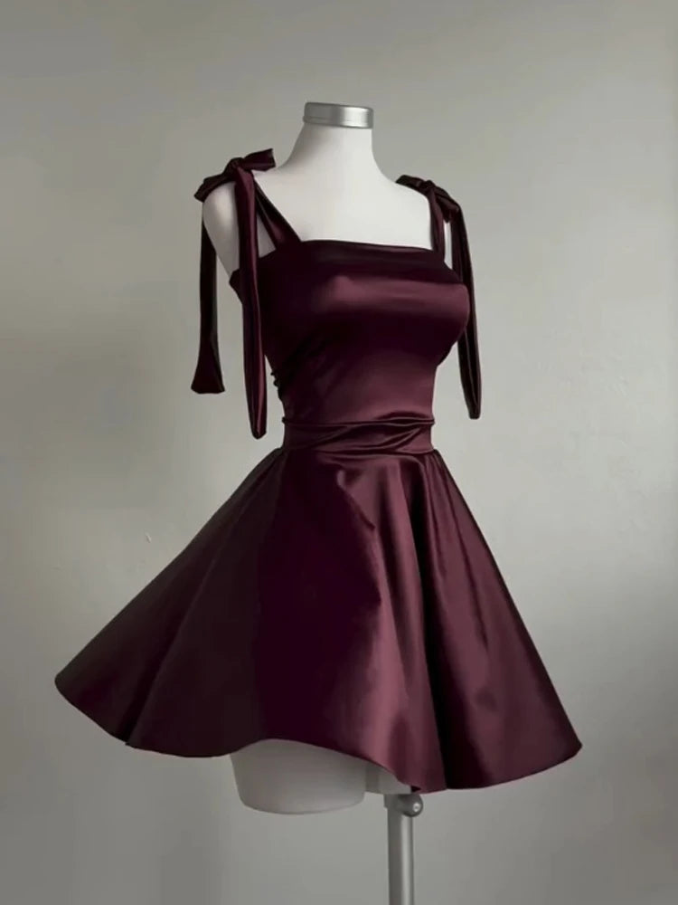 Women Sexy Mini Dress (Burgundy) -