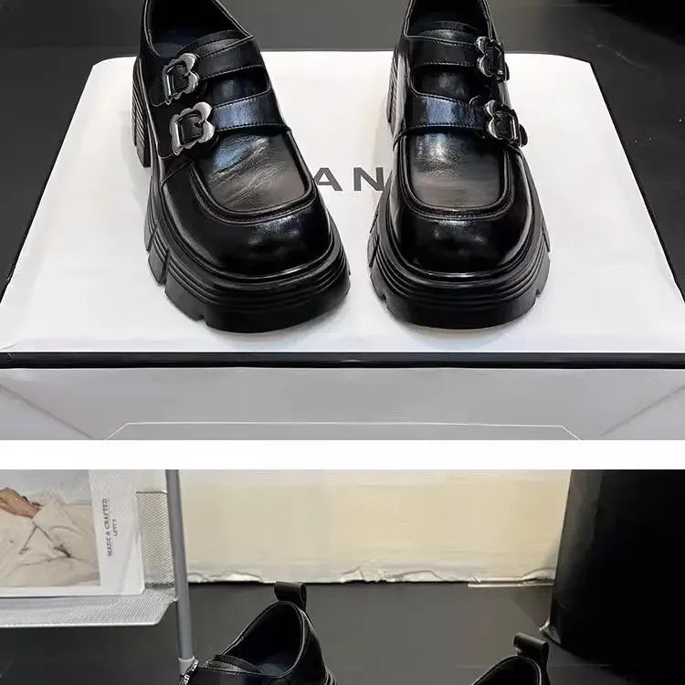 Shoes for Women New Quality Women's Pumps Hot Sale Loafers Fashion Buckle Platform Leather Shoes Trend Versatile Zapatos -
