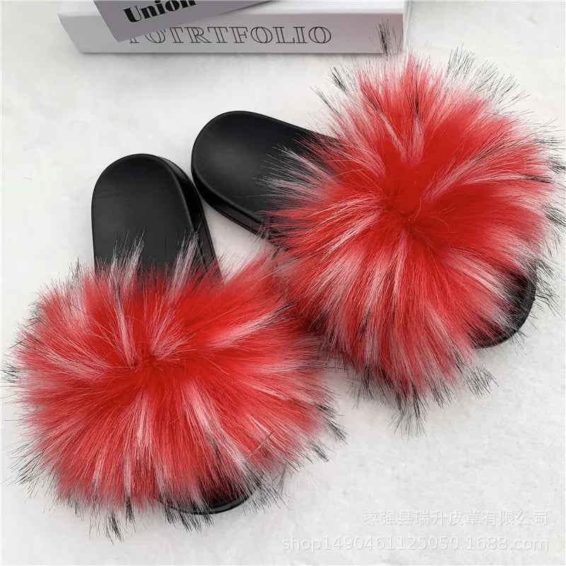 Faux Fur Slippers Women -