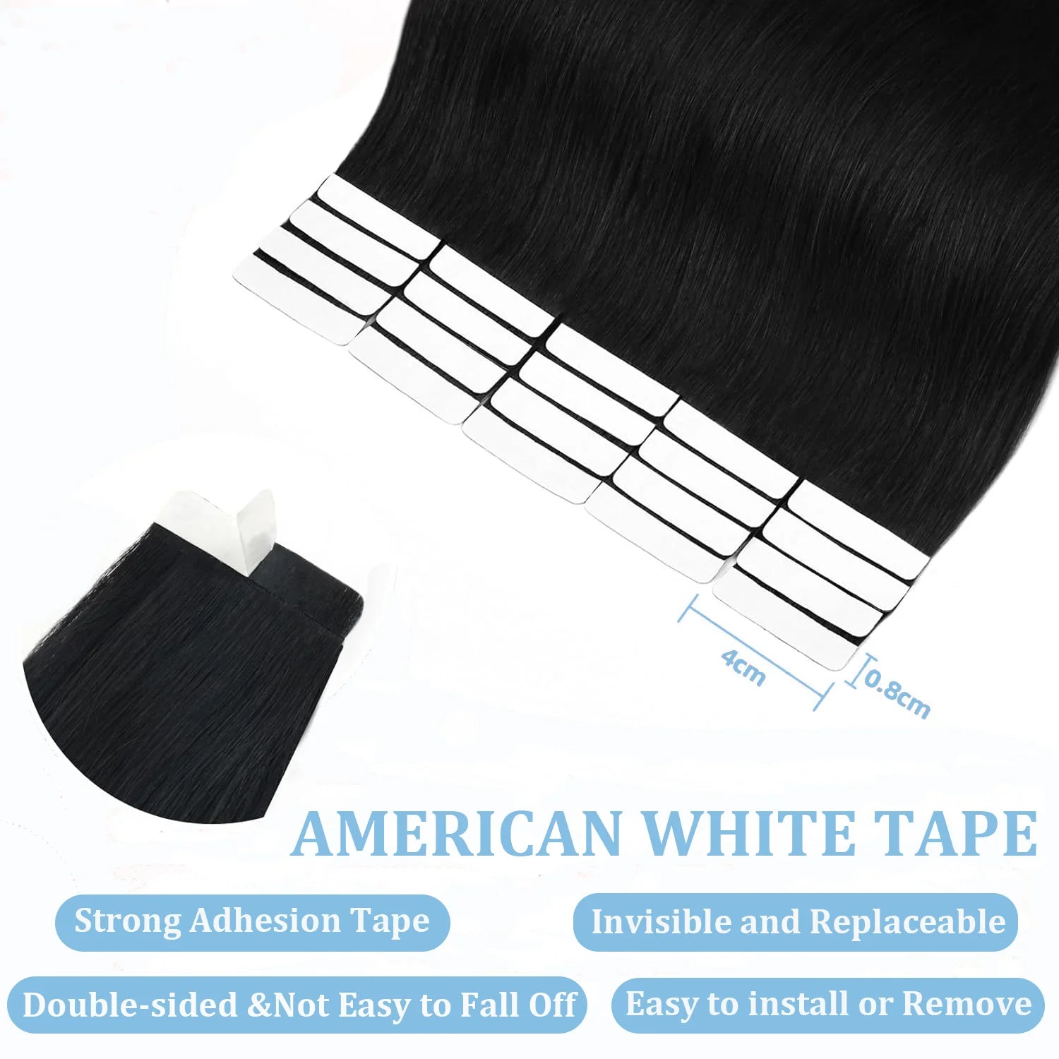 Tape In Human Hair Extensions Natural Straight Hair Extensions 1B Black Brown Blonde 100% Remy Skin Weft Adhesive Glue On -