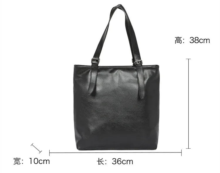 Soft Leather Tote Bag for Men Japanese Korea Style Business Casual Street Handbag Male Large Capacity Zipper Laptop Underam Bags -