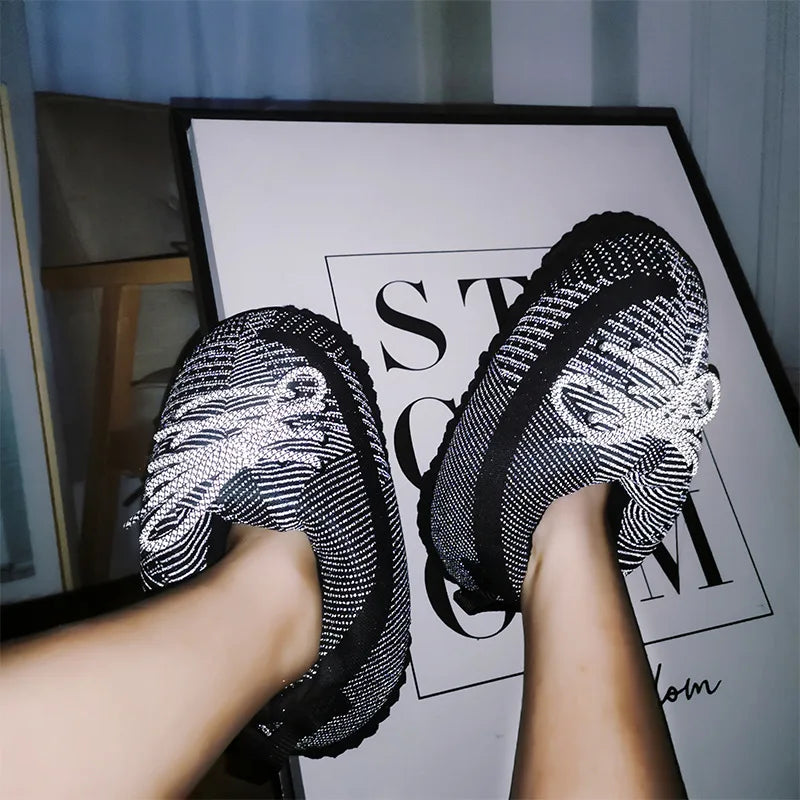 Unisex Winter Warm Home Slippers Women/Men One Size Sneakers Lady Indoor Cotton Shoes Woman House Floor Sliders Ladies Slippers -