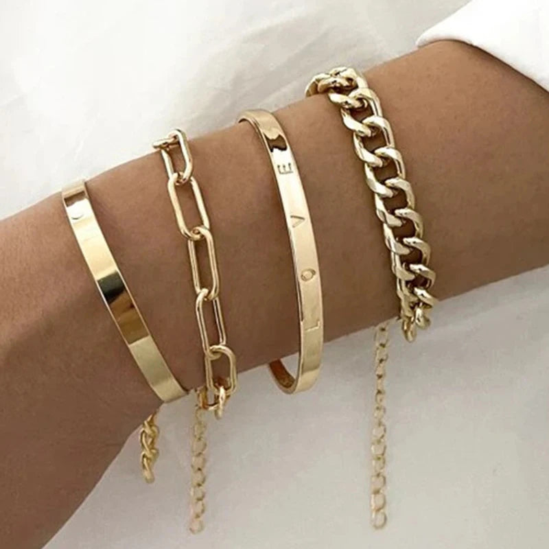 4pcs Cuban Chain Bracelets -
