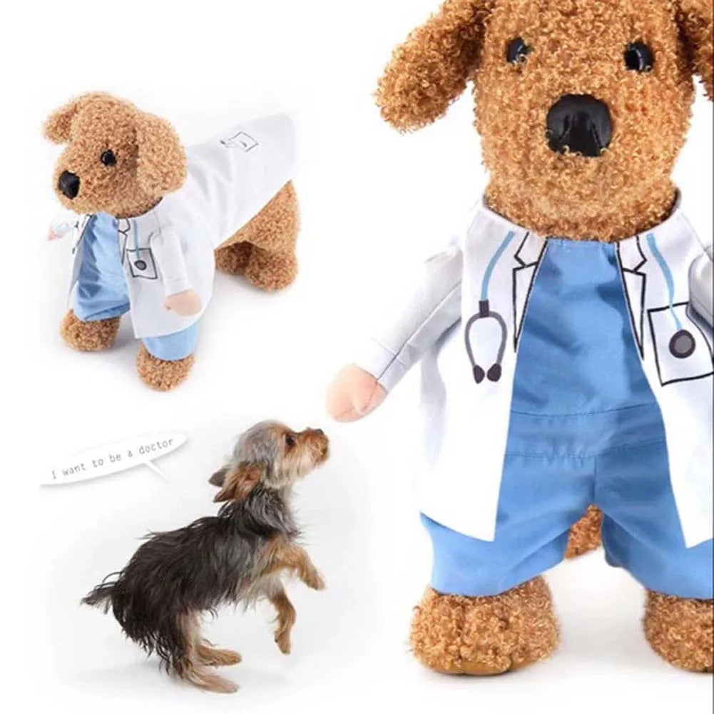 Pet Clothes Cat Dog Doctors Costume Puppy White Gown Funny Coat Party Dress For Small Pets Outfits Chihuahua Costumes -