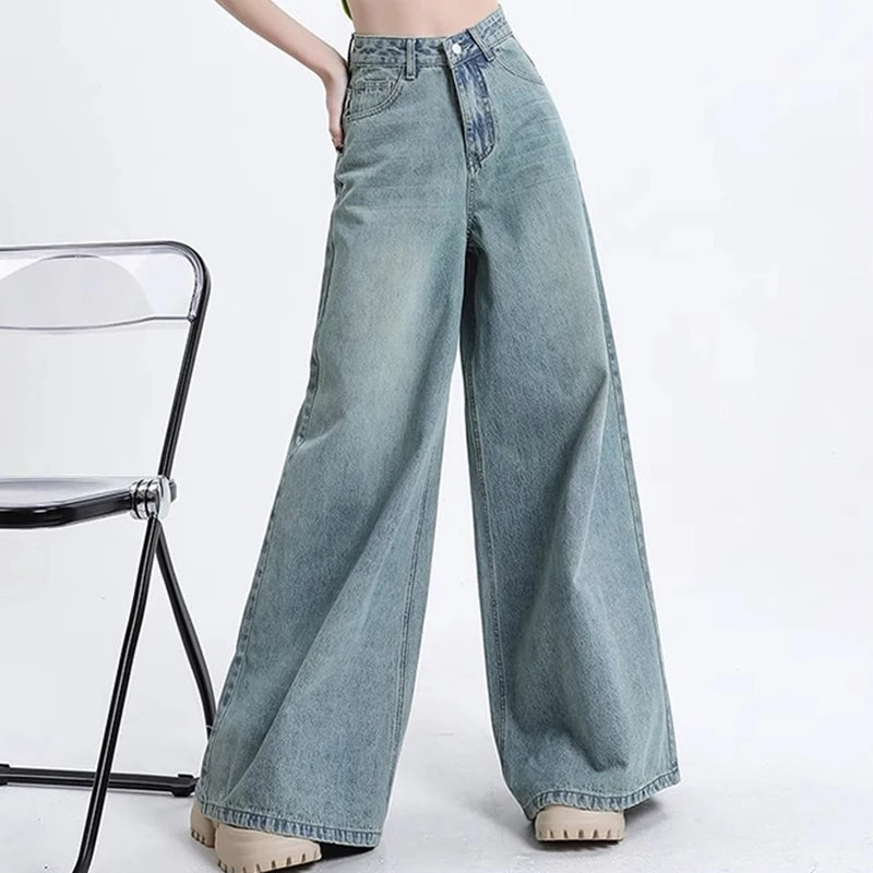 Elevate your style with these chic high-waist wide-leg jeans for women! -