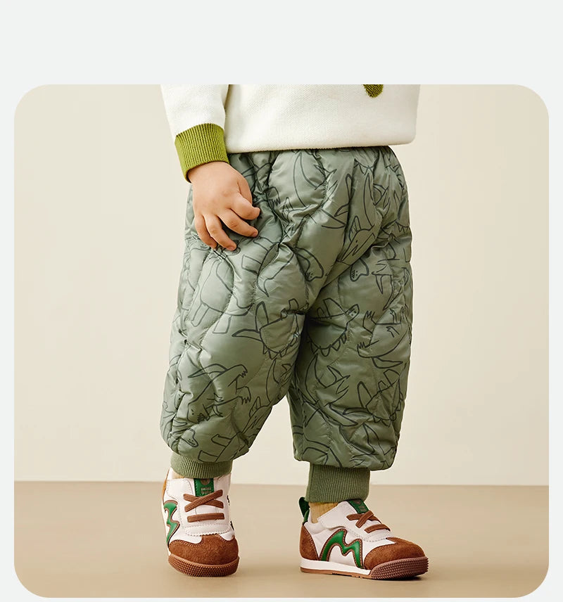 Keep your kids cozy and protected with these new style three-proof high-waisted warm down trousers—perfect for boys and girls on chilly days! -