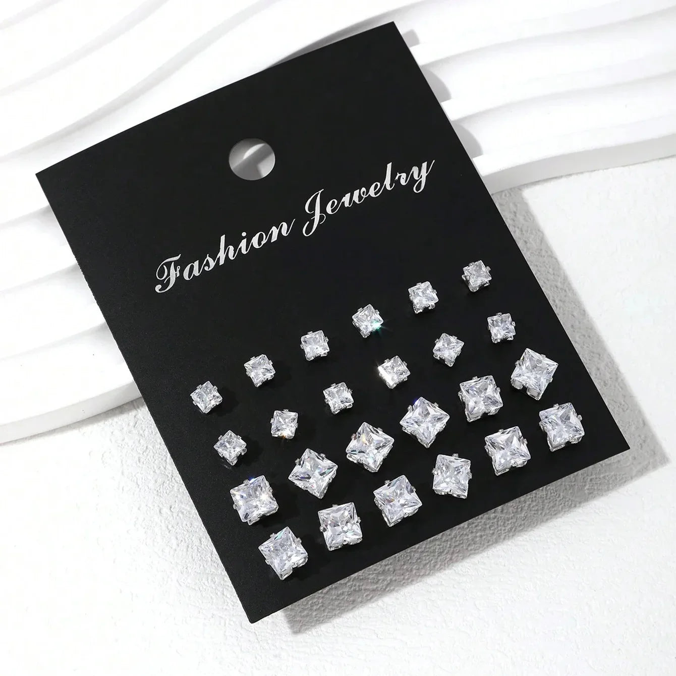 12 Pairs Of Luxurious, Simple, Shiny, And Caring Zirconia Decorative Earrings -