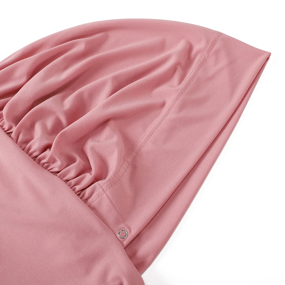 Experience effortless style and full coverage with this ready-to-wear instant hijab—featuring a secure fastener design, perfect for Muslim women seeking comfort and elegance! -