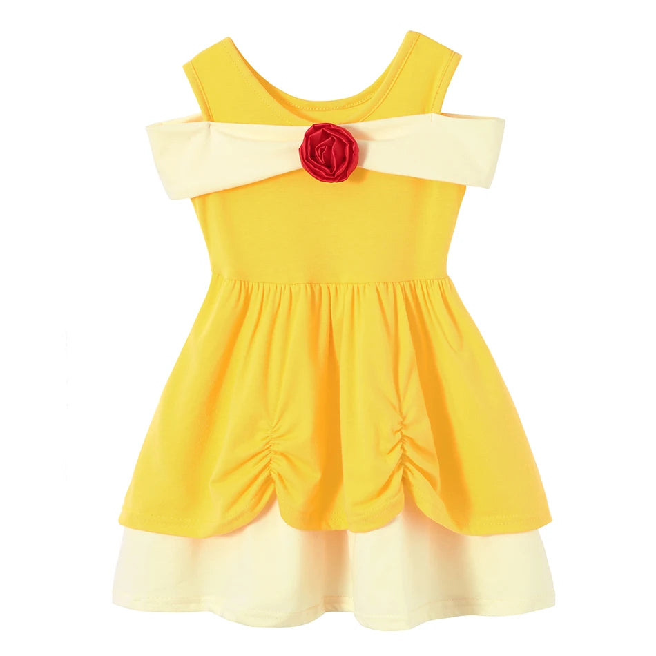 Summer Casual Dress for Girls Mermaid Dress One-Shoulder Sling Short Sleeve Cosplay Princess Costume Casual Vest 2-10 Years -