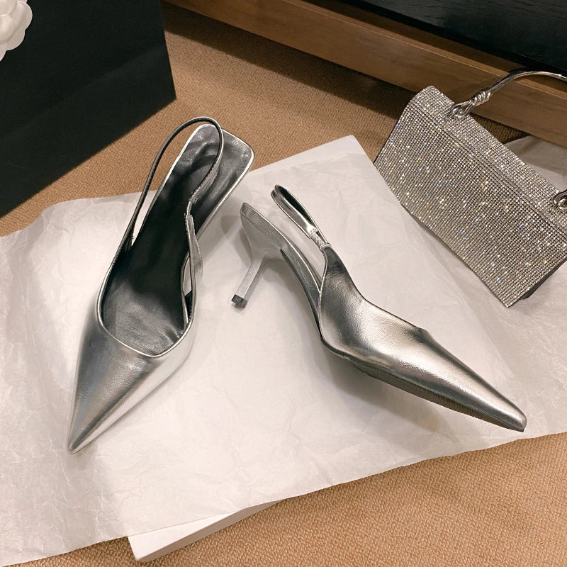 Shoes for Women 2024 Fashion Slip-on Women's High Heels Summer Solid Office and Career Sexy Pointed Toe Heeled Sandals Women -