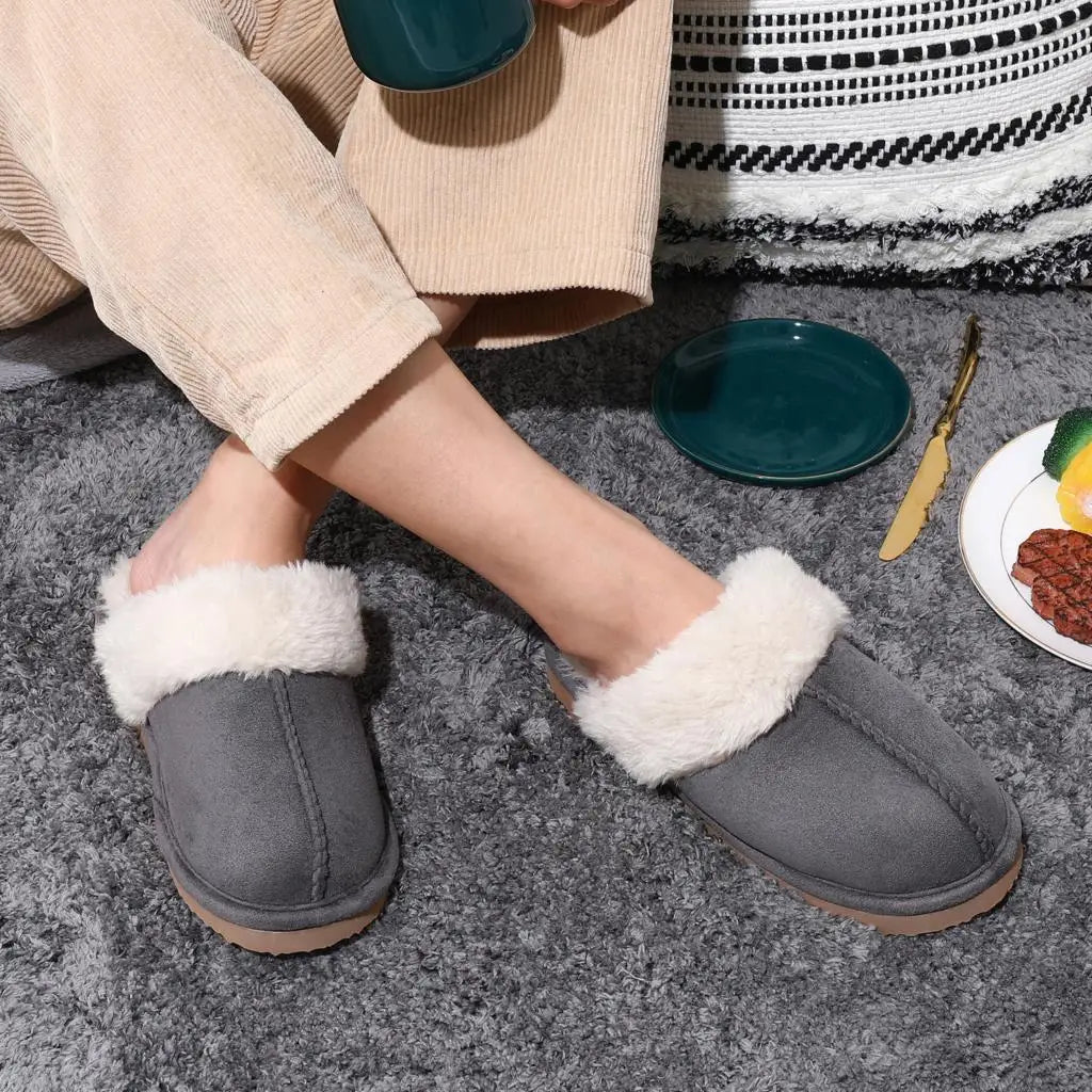 Evshine Women Plush Cotton Slippers Winter Indoor Warm Soft House Slipper Comfort Memory Foam Slides Outdoor Fur Fuzzy Flat Shoe -