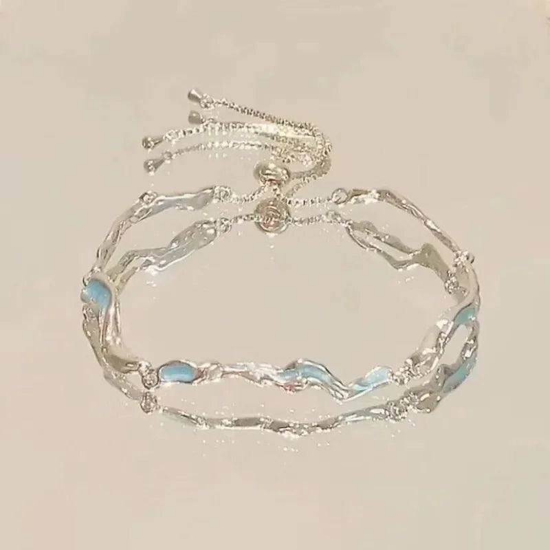 Shiny Pink Crystal Cherry Blossom Bracelets -