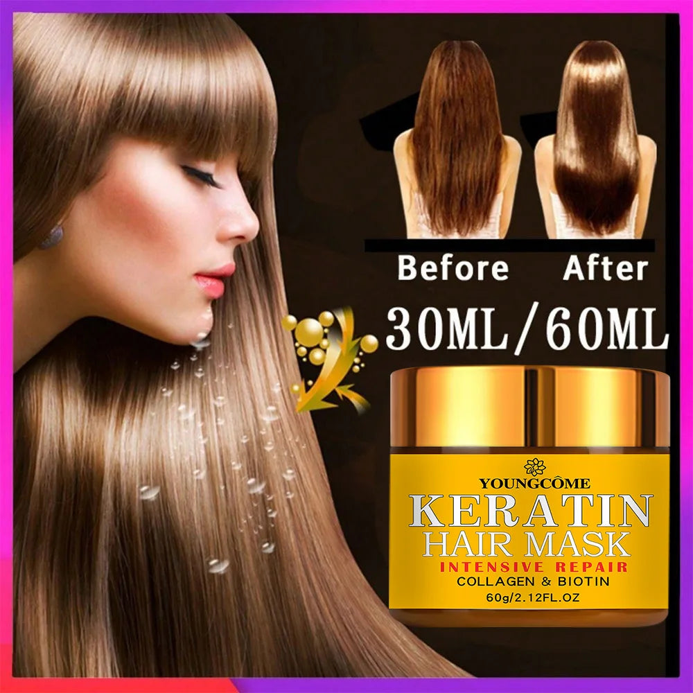 Revitalize your hair with this hair mask enriched with biotin, collagen, keratin, and essential oils. Nourish and repair dry, damaged hair for a healthier-looking mane. -