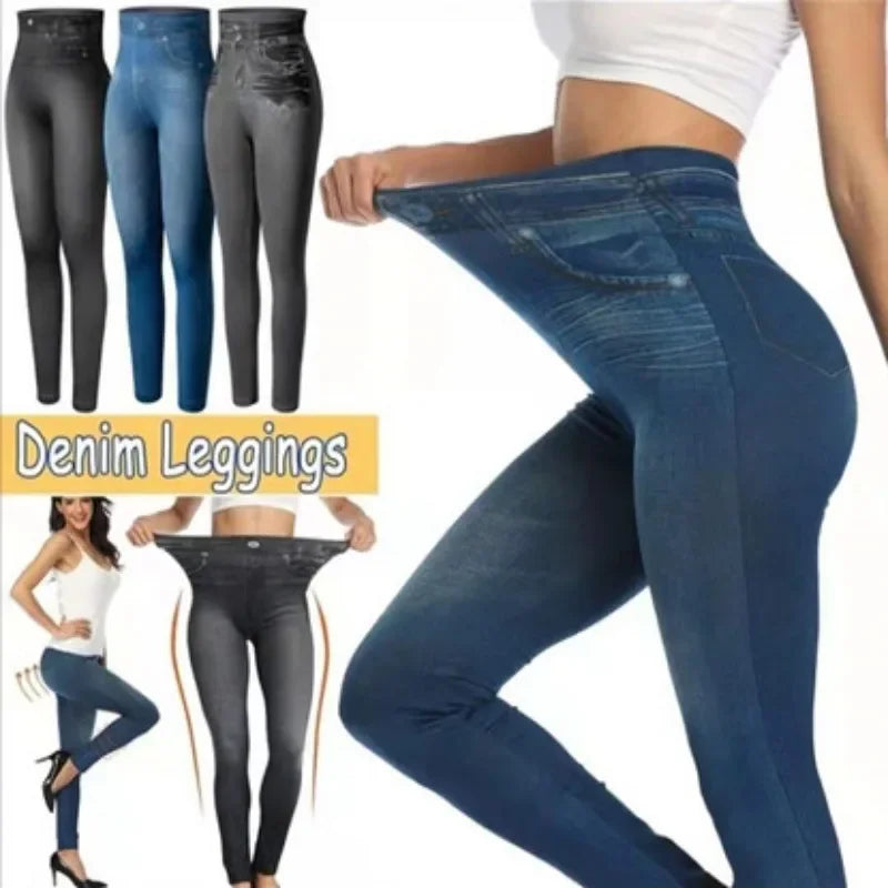 Women's Seamless Denim Yoga Leggings -