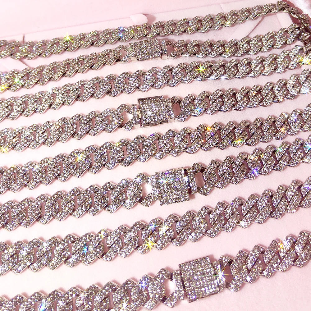 14mm Prong Miami Cuban Link Chain Necklace -