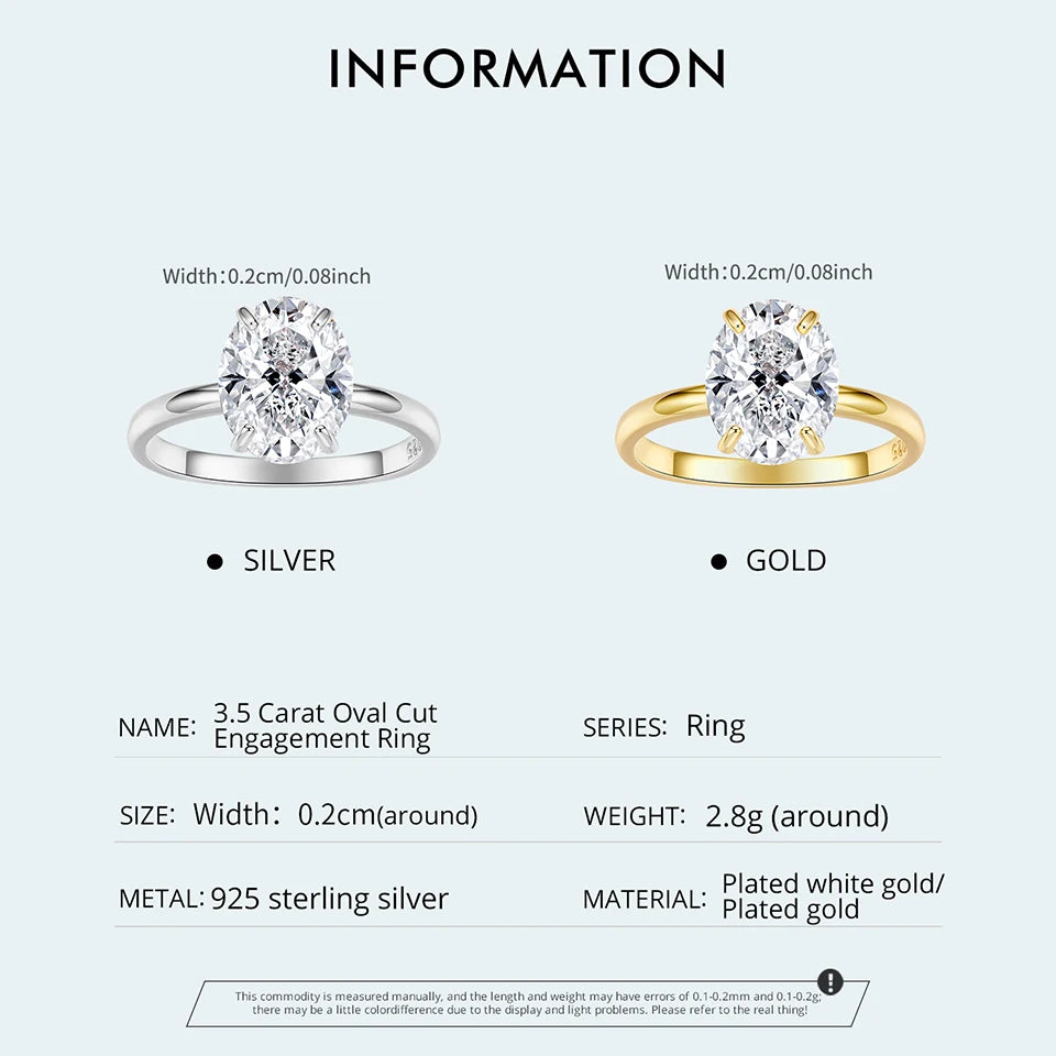 3.5CT Oval Cut Ring -