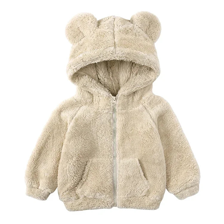 Thicken Warm Girls Winter Coat Cartoon Long Sleeve Hooded Coat for Girls Fashion Solid Color Kids Coat 1-6 Years -